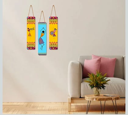 Set of 3 Warli Art Wooden Wall Hangings Set of 3 Warli Art Wooden Wall Hangings