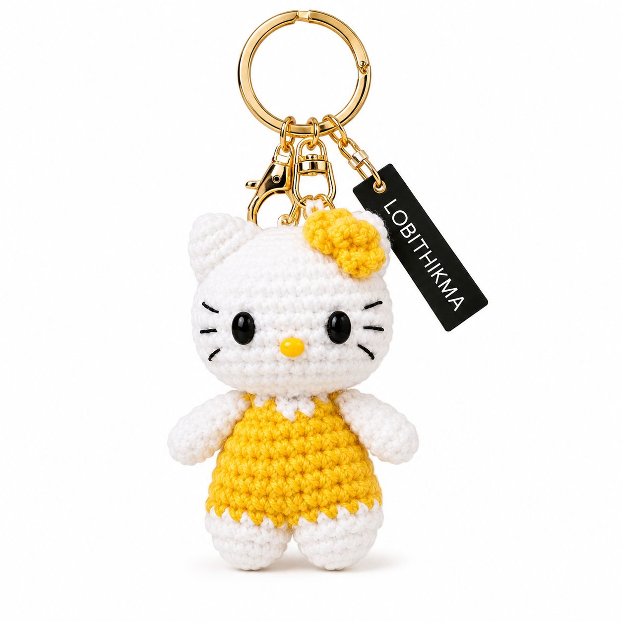 Lobithikma Handmade Crochet Cat Keychain | Cute & Stylish Yarn Doll Keychain | Bag, Purse & Backpack Charm | Handmade Gift