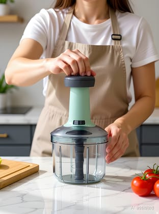 Heavy Duty Manual Vegetable Chopper | Multipurpose Hand Pull Food Processor with Stainless Steel Blades | Onion, Garlic, Fruits, Vegetables & Herbs Cutter (Original)