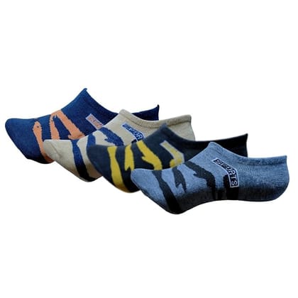 VOICI France Men's & Boys No-show loafer invisible socks Black grey Blue multicolored cotton blend free size pack of 4