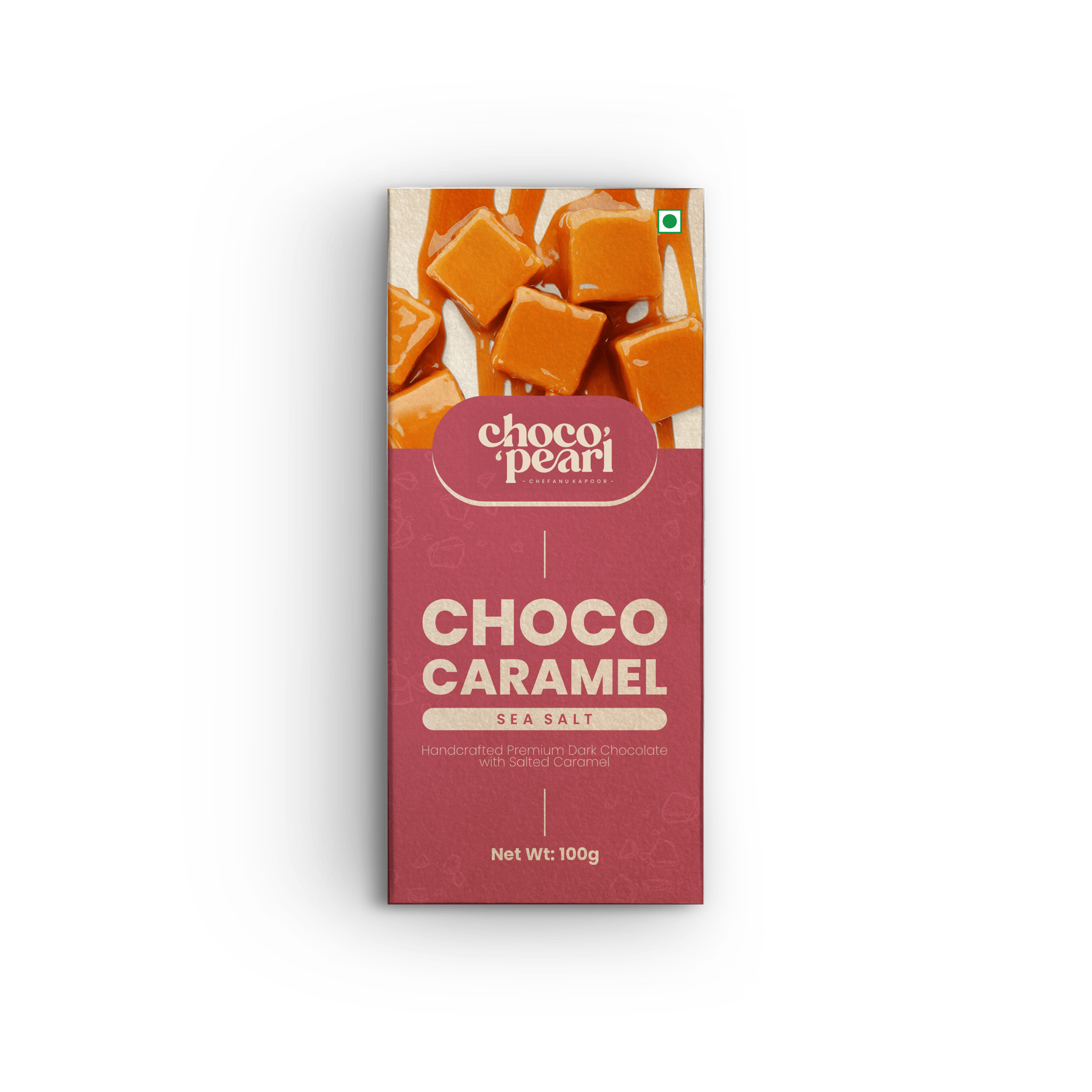 Choco Pearl Choco Caramel Handcrafted Premium Dark Chocolate With Sea Salted Caramel 100gm