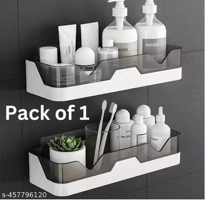Self-Adhesive Plastic Bathroom Rack Wall Mounted Shelf - Bundle of 2