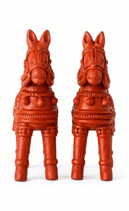 Elegant Handcrafted Terracotta Horse Pair – Traditional Art with Timeless Charm