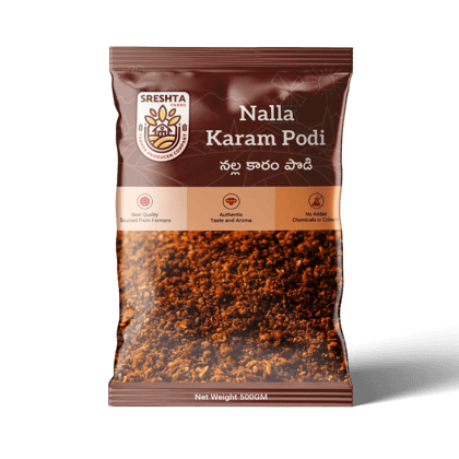 Sreshta Farms Nalla Karam Podi | Authentic Andhra Spice Powder | Spicy & Flavorful