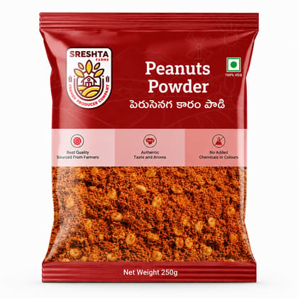 Sreshta Farms Palli Karam Podi | Andhra Style Peanut Spice Powder | Spicy Groundnut Karam Podi