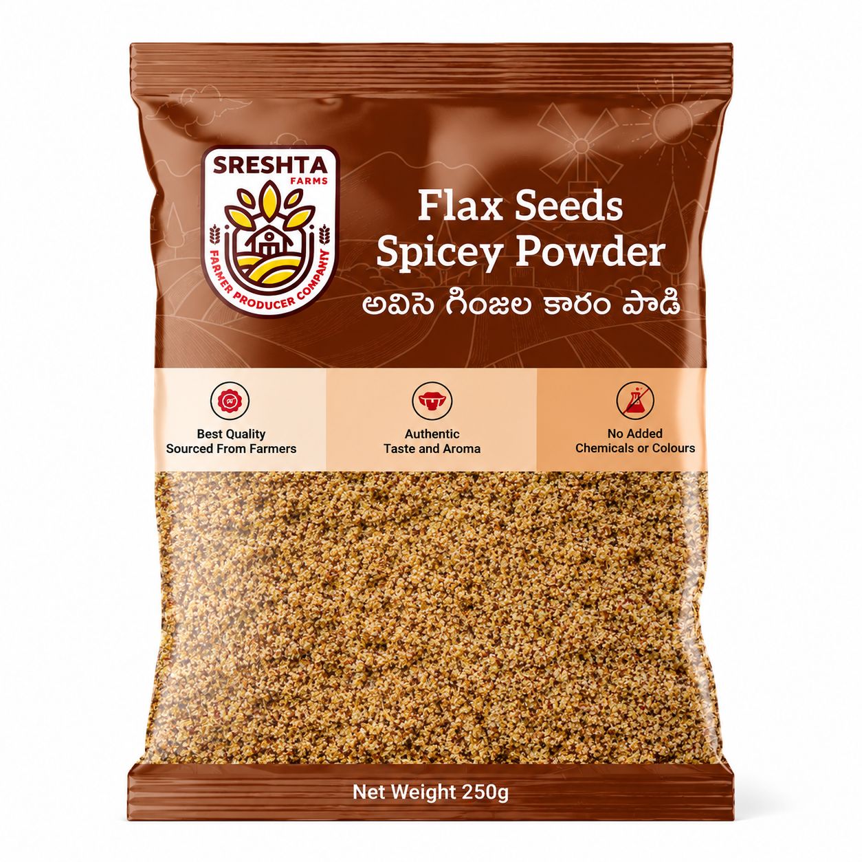 Sreshta Farms Flaxseed Karam Podi | Avisa Ginjala Karam Podi | Traditional Andhra Spice Powder