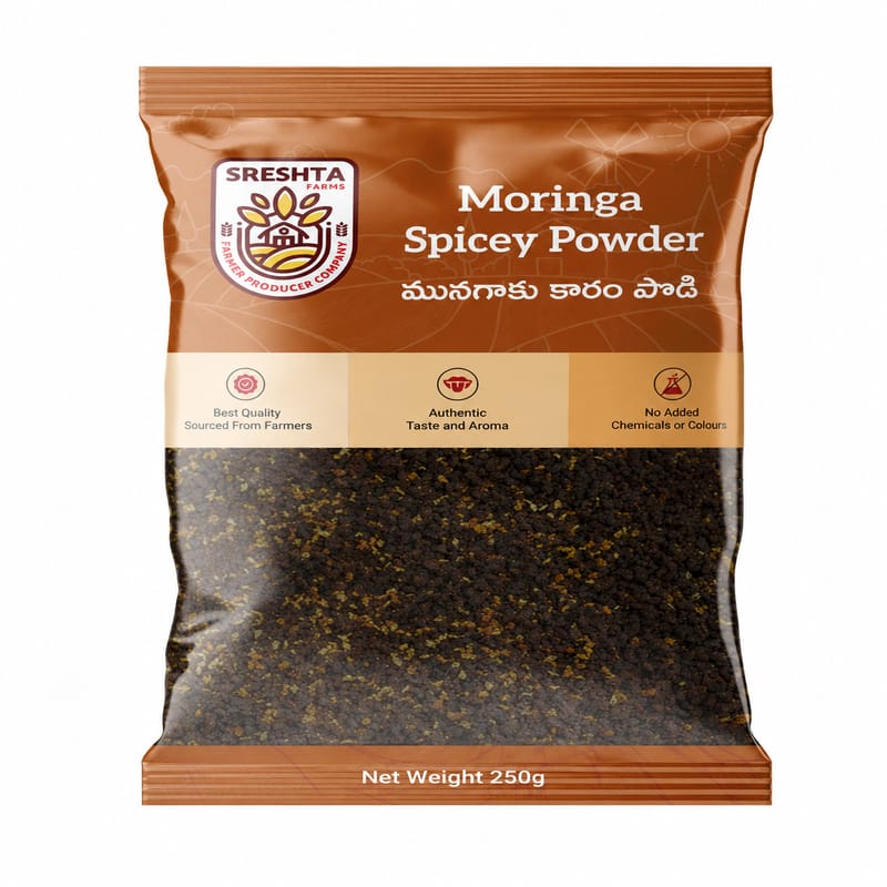 Sreshta Farms Moringa Leaf Karam Podi | Munagaku Powder | Traditional South Indian Spice Powder