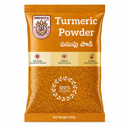 Sreshta Farms Natural Turmeric Powder | Pure Haldi Powder | Traditional Indian Spice.