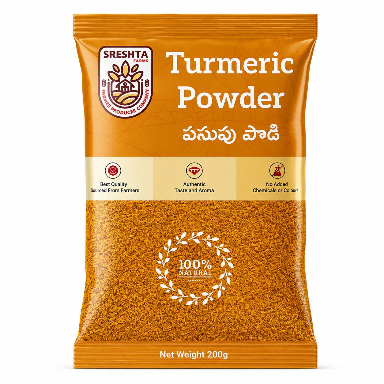 Sreshta Farms Natural Turmeric Powder | Pure Haldi Powder | Traditional Indian Spice.