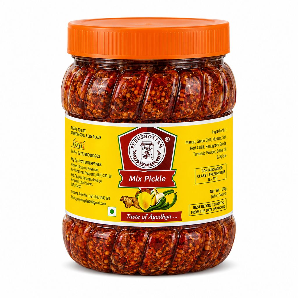Purushottam Mix Pickle – Authentic Taste of Ayodhya | Traditional Indian Mixed Pickle | 500 g