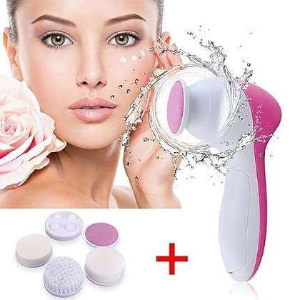 5 in 1 Electric Body Massager, Rechargeable Handheld Massage Device with 5 Interchangeable Heads, Multi-Function Personal Massager for Body & Relaxation