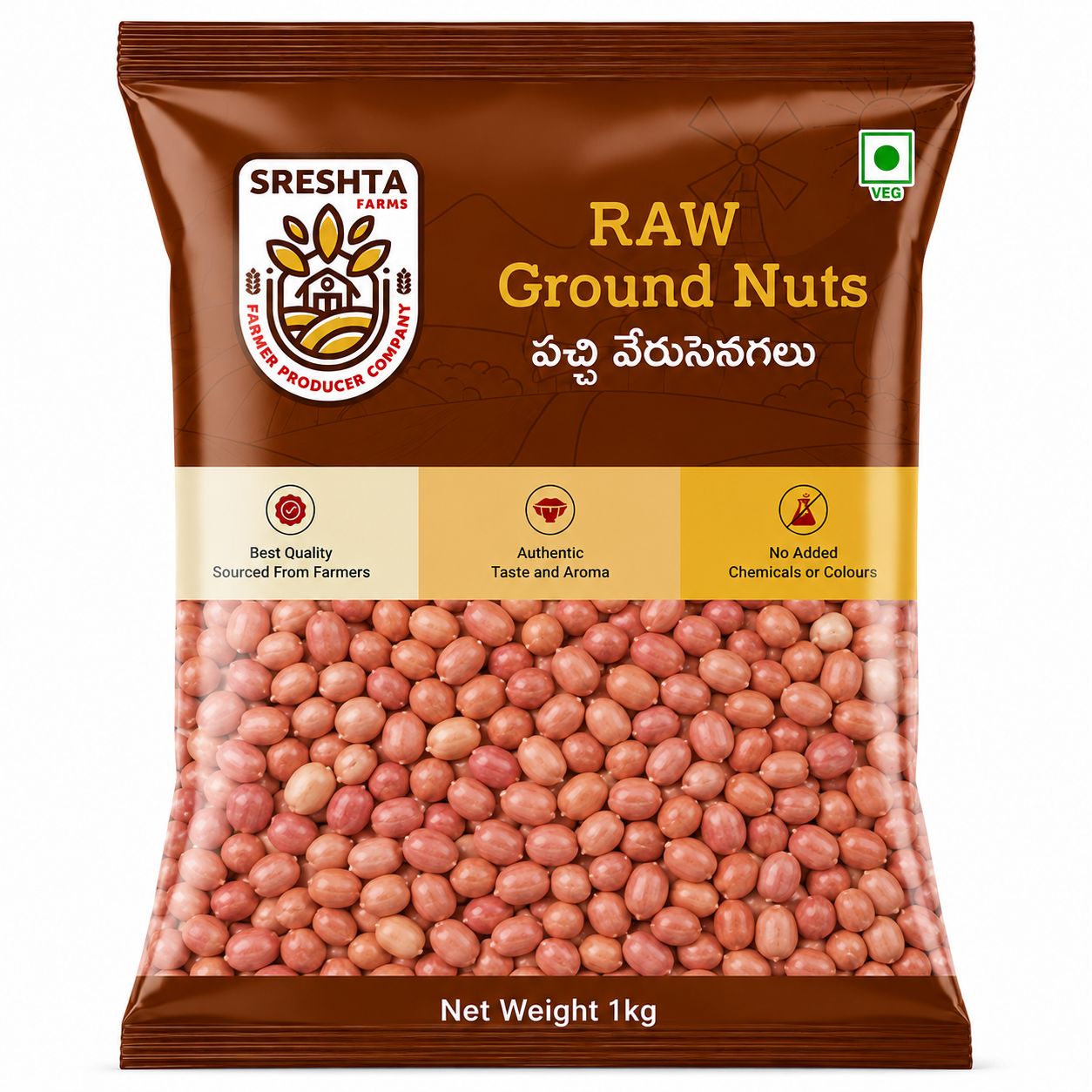 Sreshta Farms Raw Ground Nuts | Natural Whole Peanuts | Fresh Indian Groundnuts