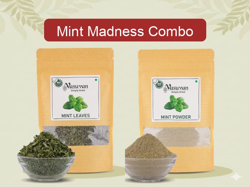 Vasuvan Mint Madness | Dried Mint Leaves (40g) + Mint Powder (100g)