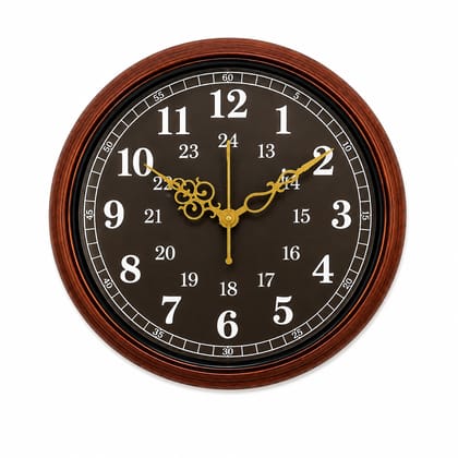 Elegant Wooden Wall Clock with Decorative Golden Hands, Large Roman & Numeric Dial, Home & Office Décor Elegant Wooden Wall Clock with Decorative Golden Hands, Large Roman & Numeric Dial, Home & Office Décor