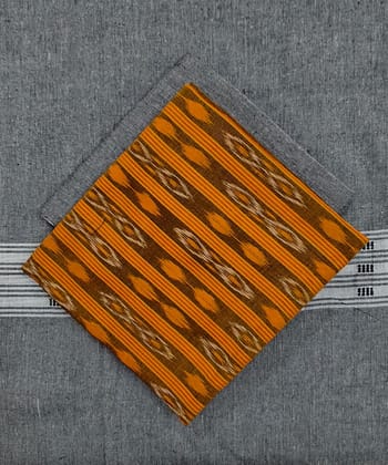 Yellow Gray Sambalpuri Handwoven Ikat Suit Set SFCSUT2499