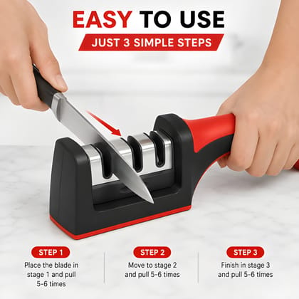 Rockfield Professional Knife Sharpener | 3 Stage Advanced Kitchen Knife Sharpening Tool | Manual Knife Sharpener for Chef Knives, Steel Knives & Kitchen Blades (Original)