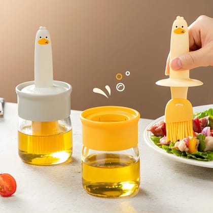 2-in-1 Oil Dispenser Bottle with Silicone Basting Brush | Multipurpose Cooking Oil Spray & Brush Bottle | Oil, Vinegar, Sauce & Dressing Dispenser for Kitchen, BBQ, Baking & Air Fryer | Pack of 2 (Original)