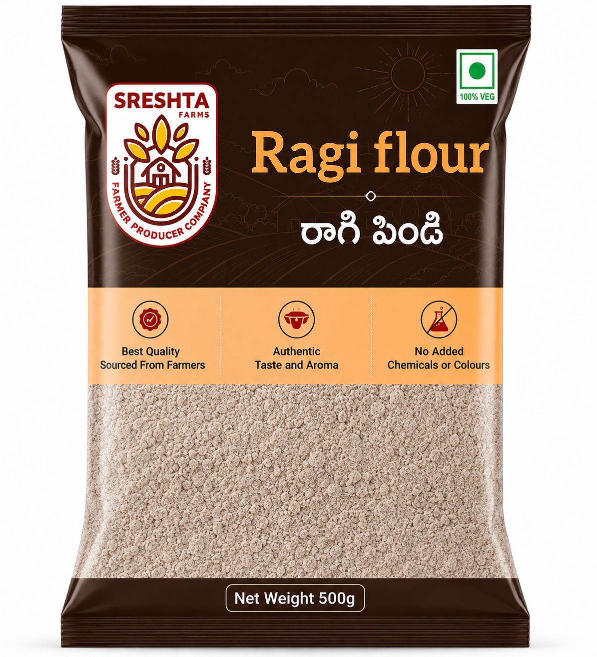 Sreshta Farms Ragi Flour | Finger Millet Flour | Natural Ragi Atta | Traditional Millet Flour