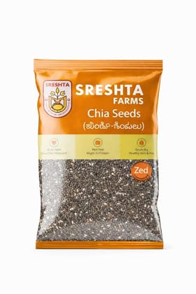 Sreshta Farms Chia Seeds 100g | Premium Natural Chia Seeds | Fibre & Protein Rich | For Smoothies, Oats & Salads