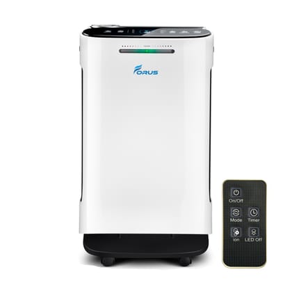 Forus Smart Air Purifier for Home 2 Years Warranty, cover upto 500 Sqft Area, H13 Hepa Filter Life upto 9000 Hrs, Removes 99.99% Virus, Allergens, Dust & PM2.5 Particles, Ideal for Bedrooms, Offices-White Forus Smart Air Purifier for Home 2 Years Warranty, cover upto 500 Sqft Area, H13 Hepa Filter Life upto 9000 Hrs, Removes 99.99% Virus, Allergens, Dust & PM2.5 Particles, Ideal for Bedrooms, Offices-White