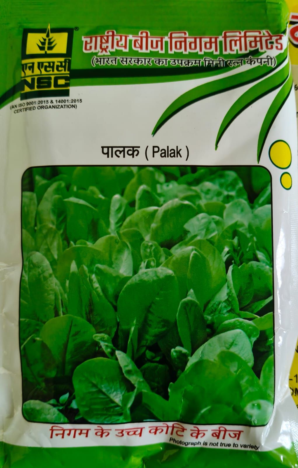 NSC Palak Variety- All Green Truthful labelled(TL) Seed 200gm (4 packet of 50 gm each)