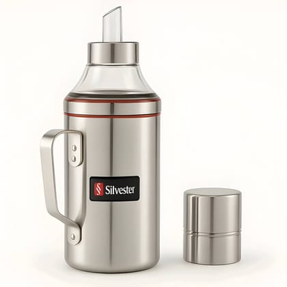 Stainless Steel Oil Dispenser 1000 ML | Leak-Proof Cooking Oil Pourer with Handle | Multipurpose Kitchen Oil Storage Bottle | Oil, Vinegar & Liquid Dispenser (Original)