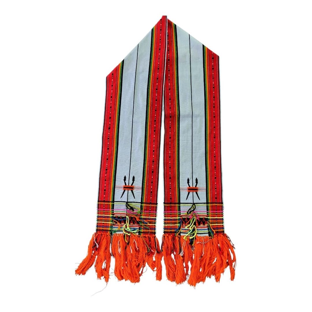 Traditional Handwoven Rongmei Muffler (Stole) Sash with Fringes