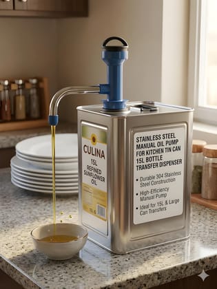 Heavy Duty 15000 ML Cooking Oil Dispenser Pump | Steel Oil Pump for 15 Litre Tin & Can | Manual Oil Pourer with Long Nozzle | Kitchen Cooking Oil Dispenser for Home, Restaurant & Commercial Use (Original)