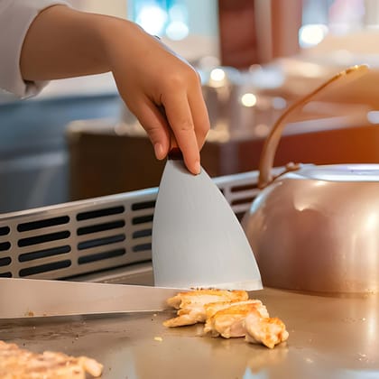 Heavy Duty Stainless Steel Pizza & Pastry Scraper | Plain Stainless Steel Food Scraper with Wooden Handle | Pizza Cutter, Dough Scraper & Ice Cream Cutting Tool | Multipurpose Kitchen Tool (Original)