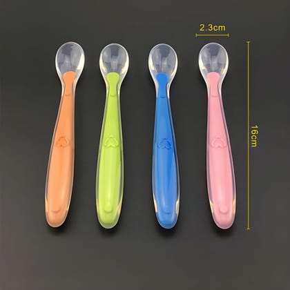 WUGO Soft-Tip Silicone Baby Feeding Spoons Set of 4 | Gentle First Stage Feeding Spoons for Babies | Flexible Food-Grade Silicone Spoon for Infant Feeding, Weaning & Baby Food (Original)