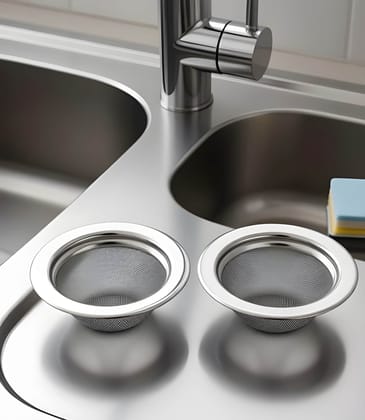 Heavy Duty Round Stainless Steel Sink Strainer Jali | Kitchen Sink Drain Basket Filter & Stopper | Stainless Steel Basin Waste Strainer | Anti-Clog Drain Filter for Kitchen Sink & Wash Basin-2 Pack (Original)
