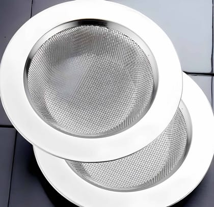Heavy Duty Round Stainless Steel Sink Strainer Jali | Kitchen Sink Drain Basket Filter & Stopper | Stainless Steel Basin Waste Strainer | Anti-Clog Drain Filter for Kitchen Sink & Wash Basin-2 Pack (Original)