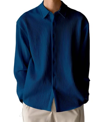color bucket Corduroy Regular Fit Striped Full Sleeves Men's Casual Shirt - Teal ( Pack of 1 )