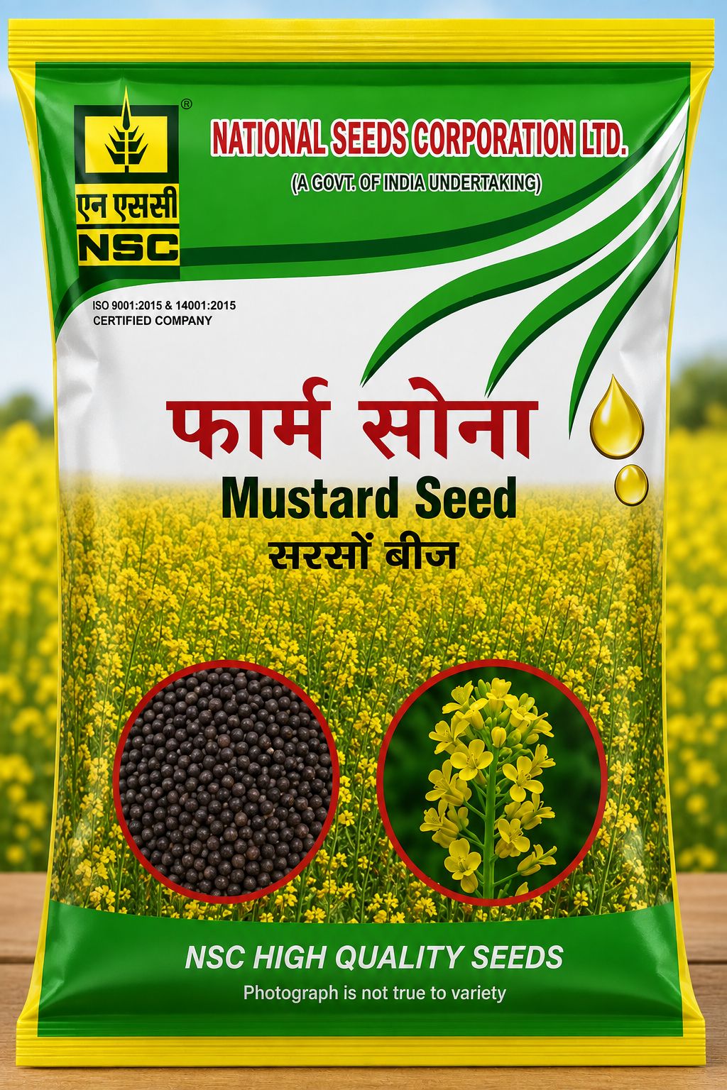 NSC Mustard RH-761,  1Kg Truthfully labelled seed pouch