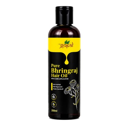 RamGopal Ayurveda Pure Bhringraj Hair Oil - 100% Natural, Ayurvedic Formula for Hair Growth, Strength & Dandruff Control with Bhringraj Plant, Amla, & Neem, 200ml