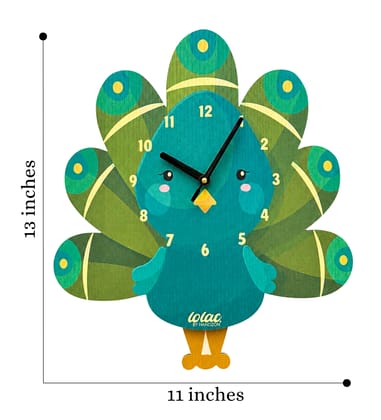LOLAC Maya Peacock Wooden Pendulum Wall Clock for Kids, 5+ Years
