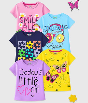Kuchipoo Pack of 5 Girls Cotton Blend T-Shirt ( Multicolor 2 )
