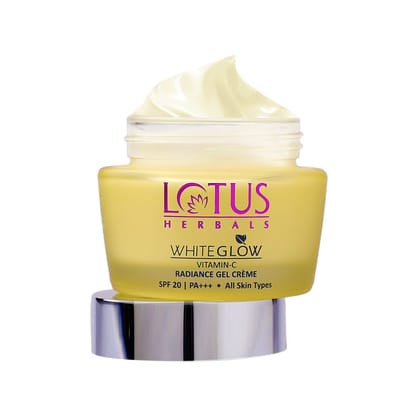 Lotus Herbals Whiteglow Vitamin C Radiance Gel Face Cream SPF 20, Reduces Dark Spots & Paraben-Free (50 g)