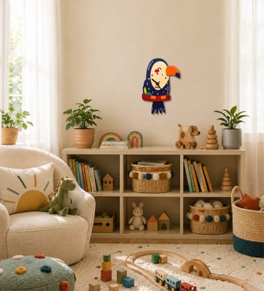 LOLAC Rio Toucan Wooden Pendulum Wall Clock for Kids, 5+ Years