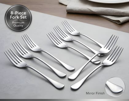 Heavy Metal Stainless Steel Dinner Forks Set of 8 | Reusable Tableware Forks for Dining, Kitchen & Restaurant | Multipurpose Stainless Steel Eating Forks for Home, Office & Party Use (Original)