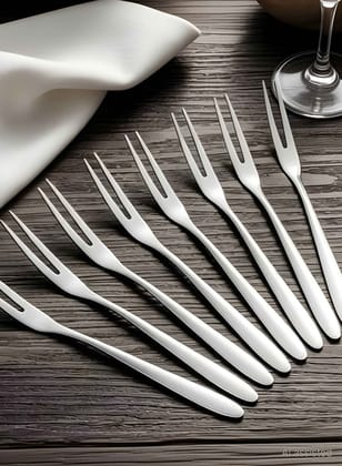 Heavy Metal WUGO Stainless Steel Fruit Forks Set of 8 | Small Dessert & Snack Forks | Reusable Mini Dining Forks for Fruits, Cakes, Sweets, Snacks & Desserts | Kitchen Tableware Cutlery (Original)