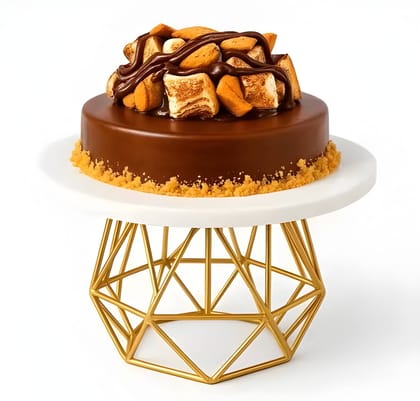 Heavy Duty Gold Metal Cake Stand 8.5 Inch | Decorative Cake Serving & Display Stand | Round Dessert Pedestal Stand for Birthday, Wedding, Party, Bakery & Home Decoration (Original)