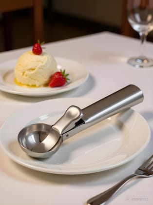 Heavy Metal Stainless Steel Ice Cream Spoon | Reusable Dessert & Ice Cream Serving Spoon | Multipurpose Long Handle Spoon for Ice Cream, Desserts, Shakes, Sundae & Kitchen Use (Original)