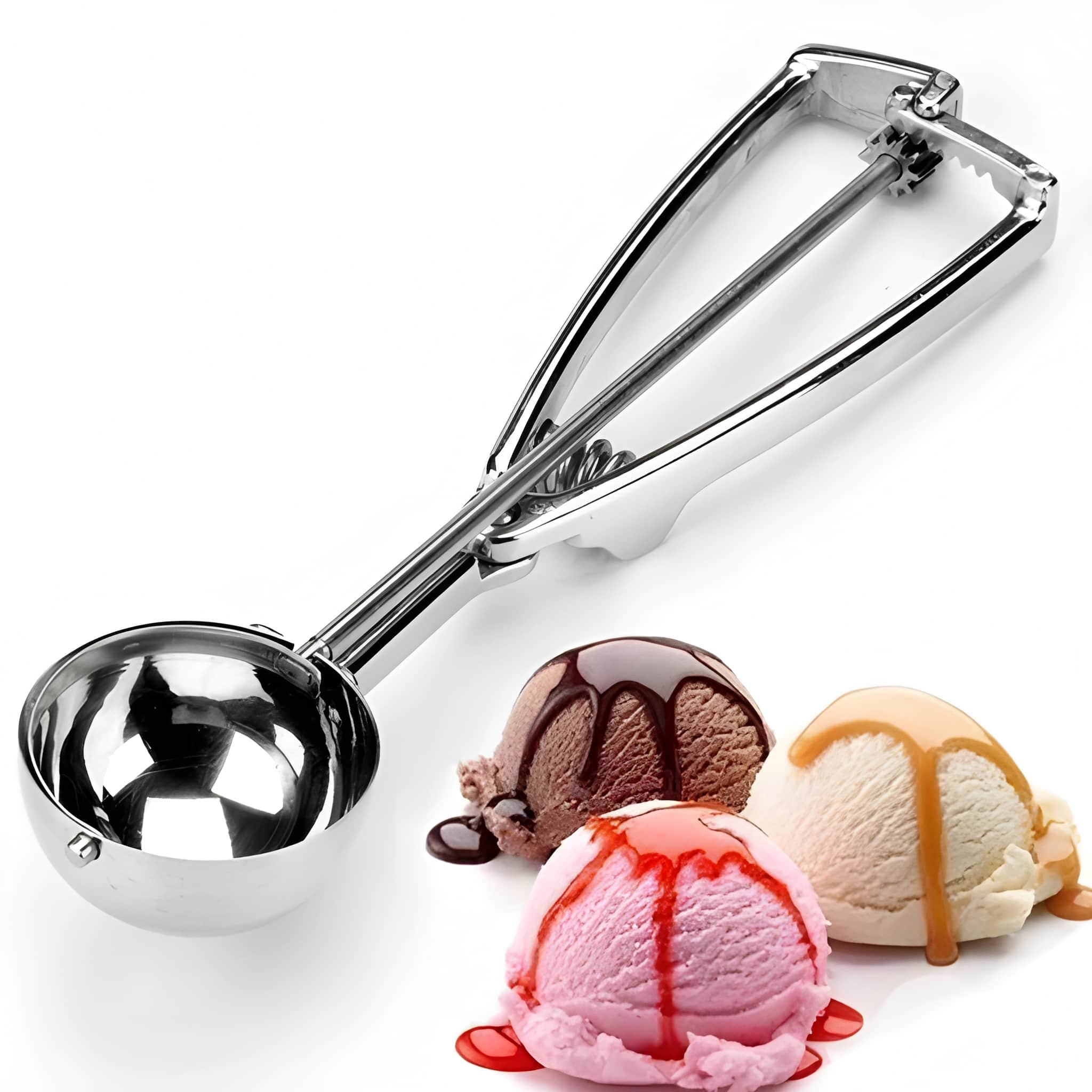 Heavy Metal Stainless Steel Ice Cream Scoop | Heavy Duty Ice Cream Scooper with Ergonomic Handle | Reusable Dessert Scoop for Ice Cream, Gelato, Sorbet, Kulfi & Cookie Dough | Kitchen Serving Tool