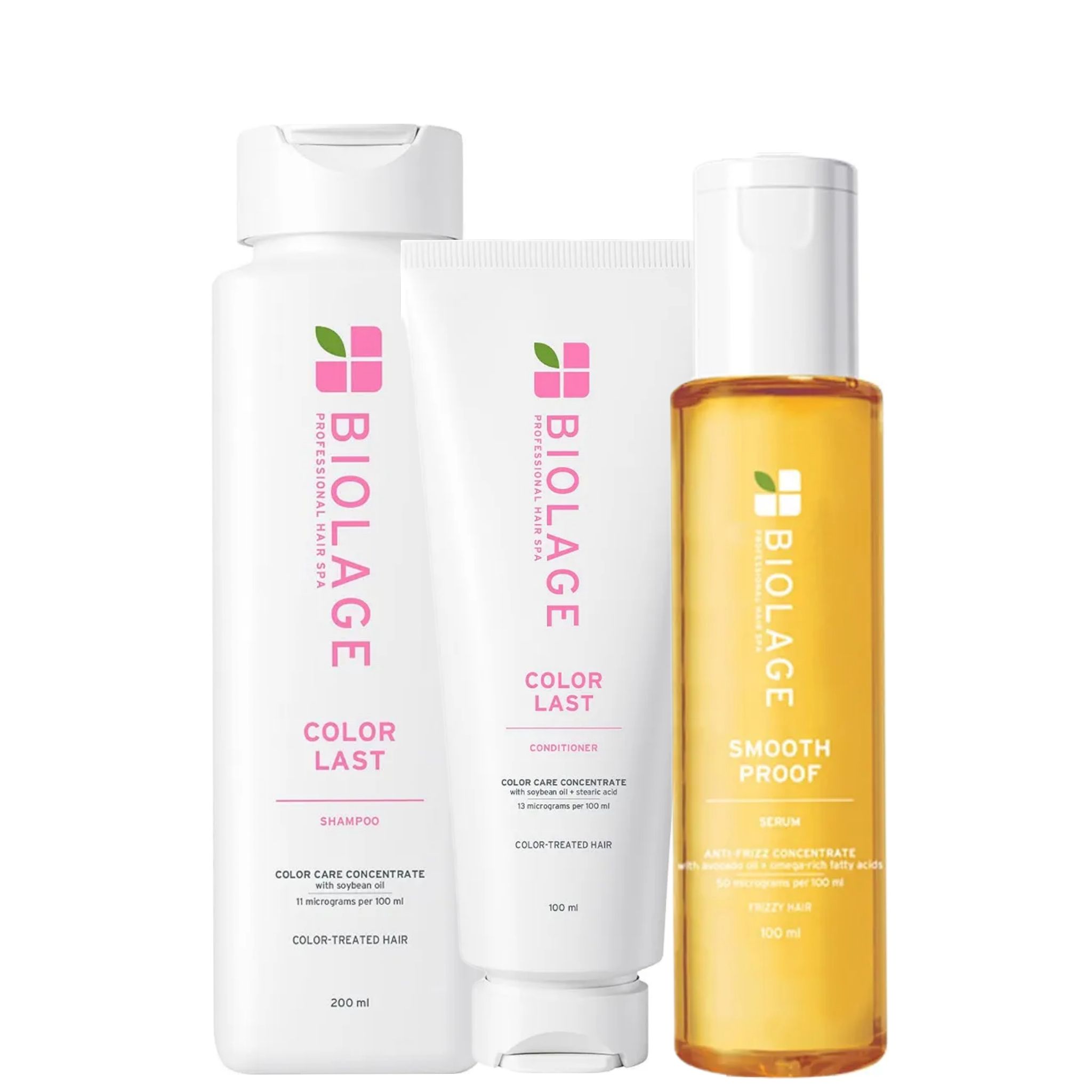 Biolage Cololast (shampoo&conditioner 200ml,100ml) + smoothproof serum(100ml) Pack of 3