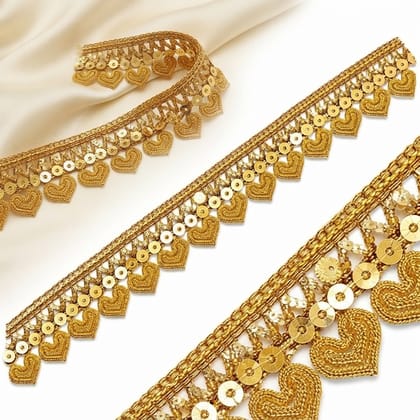 Gota Patti Flower Lace/Sarees Laces Border/Golden Laces/ Silver Lace/ Sequnce Lace-1.25 inch width 9Mtr