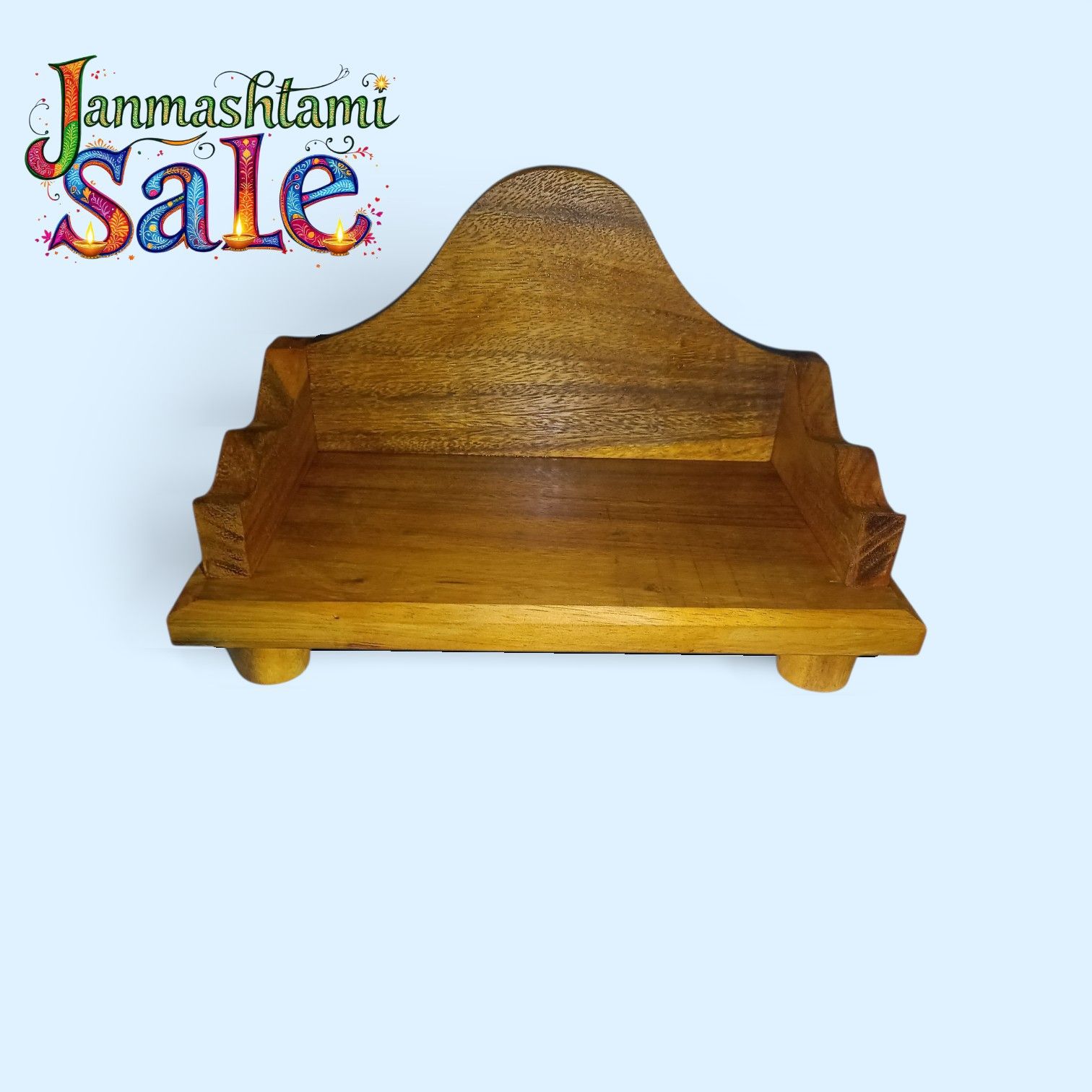 Handcrafted Solid Wooden Pooja Singhasan | Traditional Singhasan for Laddu Gopal & God Idols