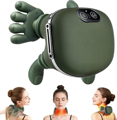 Electric Shoulder and Neck Massager, Neck Massager for Pain Relief Deep Tissue with Two-Speed Temperature Adjustment Dual-Zone Heat, Back and Leg Massagers with Simulation Palm, Type-C Fast Charging, Useful Gift 