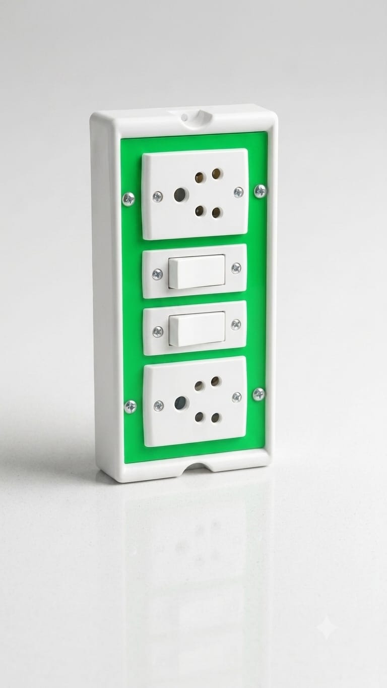 Extension Switch Board with 2 Sockets and 2 Switches  Heavy Duty Wall-Mount Switch Plate for Home, Office 