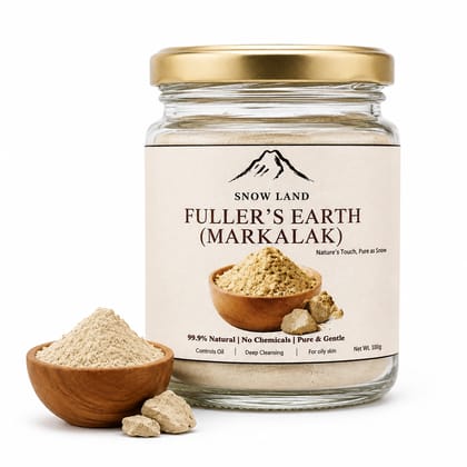 Snow Land Fuller’s Earth (Markalak) – 100% Natural Mineral Clay for Deep Cleansing & Oily Skin | 100g